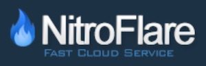 weiße Schrift "NitroFlare" auf blauem Hintergrund