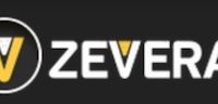 Zevera logo Zevera in weiß und gelb, Hintergrund schwarz